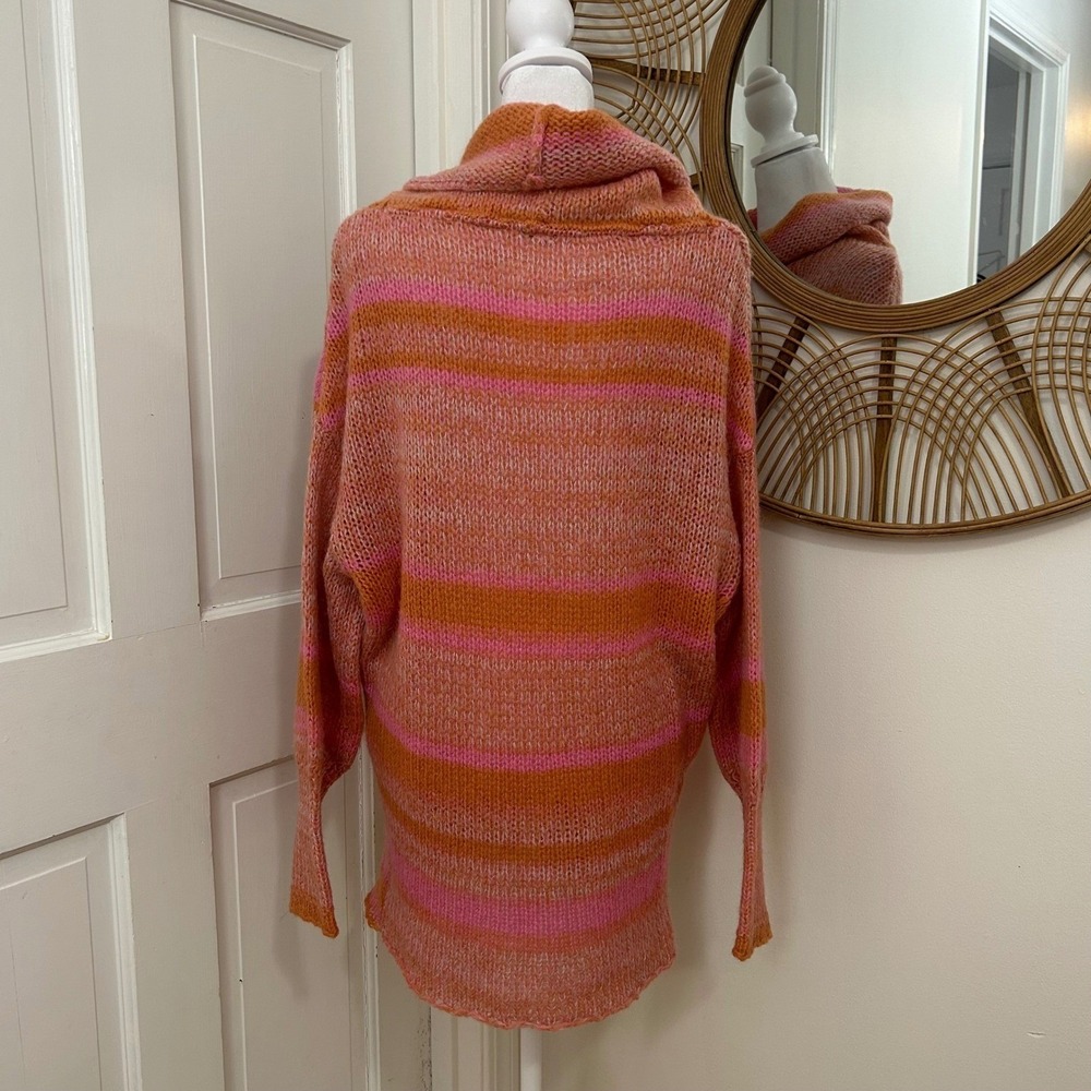 Free‎ People XS Oversized Alpaca Wool Blend Sweater Tunic Coral PinkB Boho Cozy - Picture 4 of 8